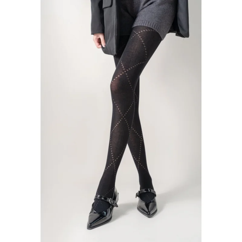Women's Pantyhose Autumn Winter Hollow Diamond Pattern Hot Girl Style Spring Autumn Medium Thick Coffee Color Leggings