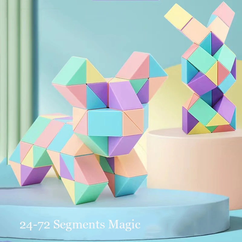 24-72 Segments Magic Rule Snake Rubix Cubo Multi-Color 3D Puzzle Fidget Toy Transformable Cubes Kid Education Toys