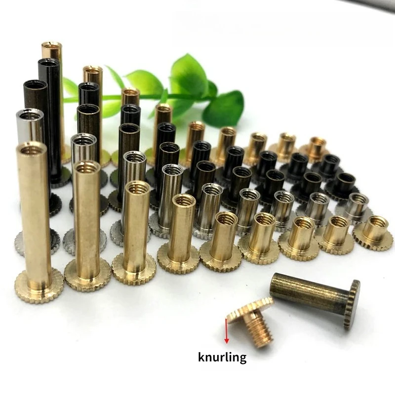 Solid Brass Binding Screws Nail Stud Rivets for Photo Album Leather Craft Studs Belt Wallet Fasteners 9.5mm Cap