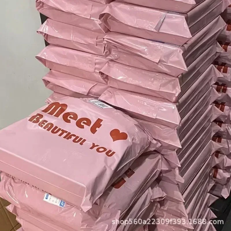 10/20/30Pcs INS Cute Pink Letter Self-adhesive Express Bag Online Shop Women Clothes Packaging Thick Waterproof Shipping Mailers
