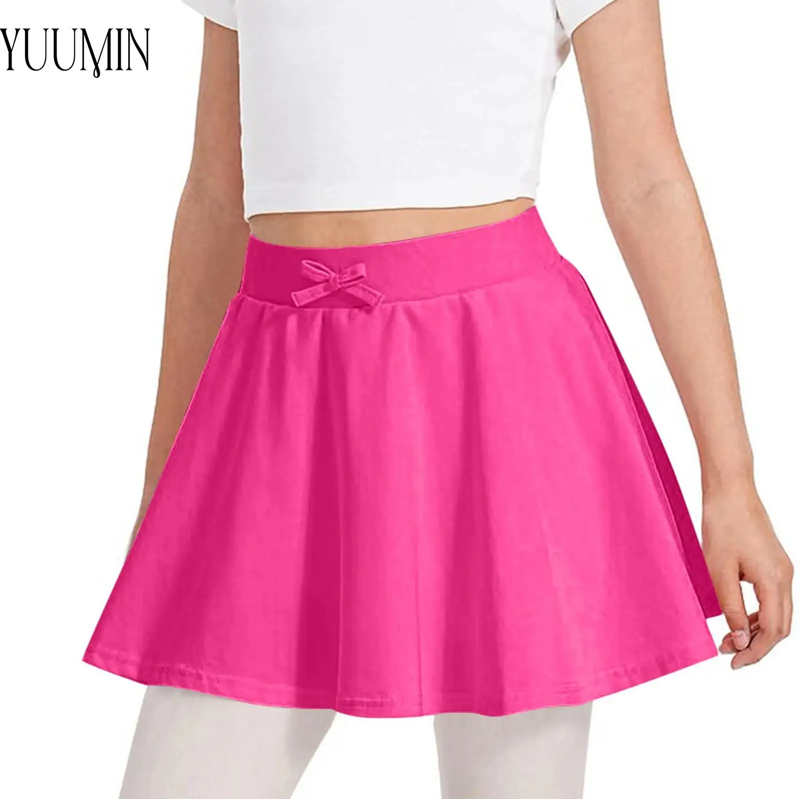 

Tennis Skirts for Girls Cute Bowknot A-Line Flared Skirt Elastic Waistband Athletic Skirts Golf Yoga Workout Clothes Sportswear
