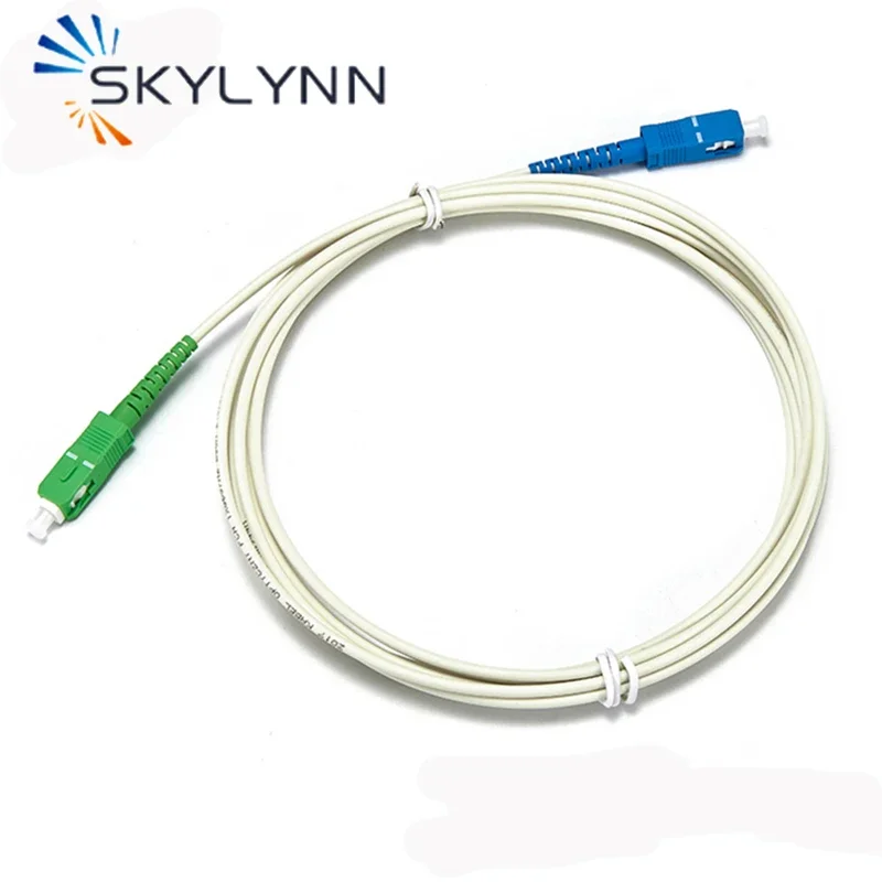 SKYLYNN 40 PCS 5 Meter Length SC/APC-SC/UPC Single Mode G657A2 Simplex 3.mm Cable White Fiber Optic Patch Cord LSZH