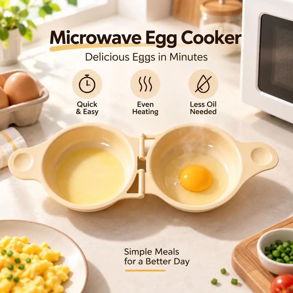 Food Grade Microwave Egg Cooker Single Cup Non Stick Egg Poacher Heat Resistant Steamer With Lid For Quick Breakfast