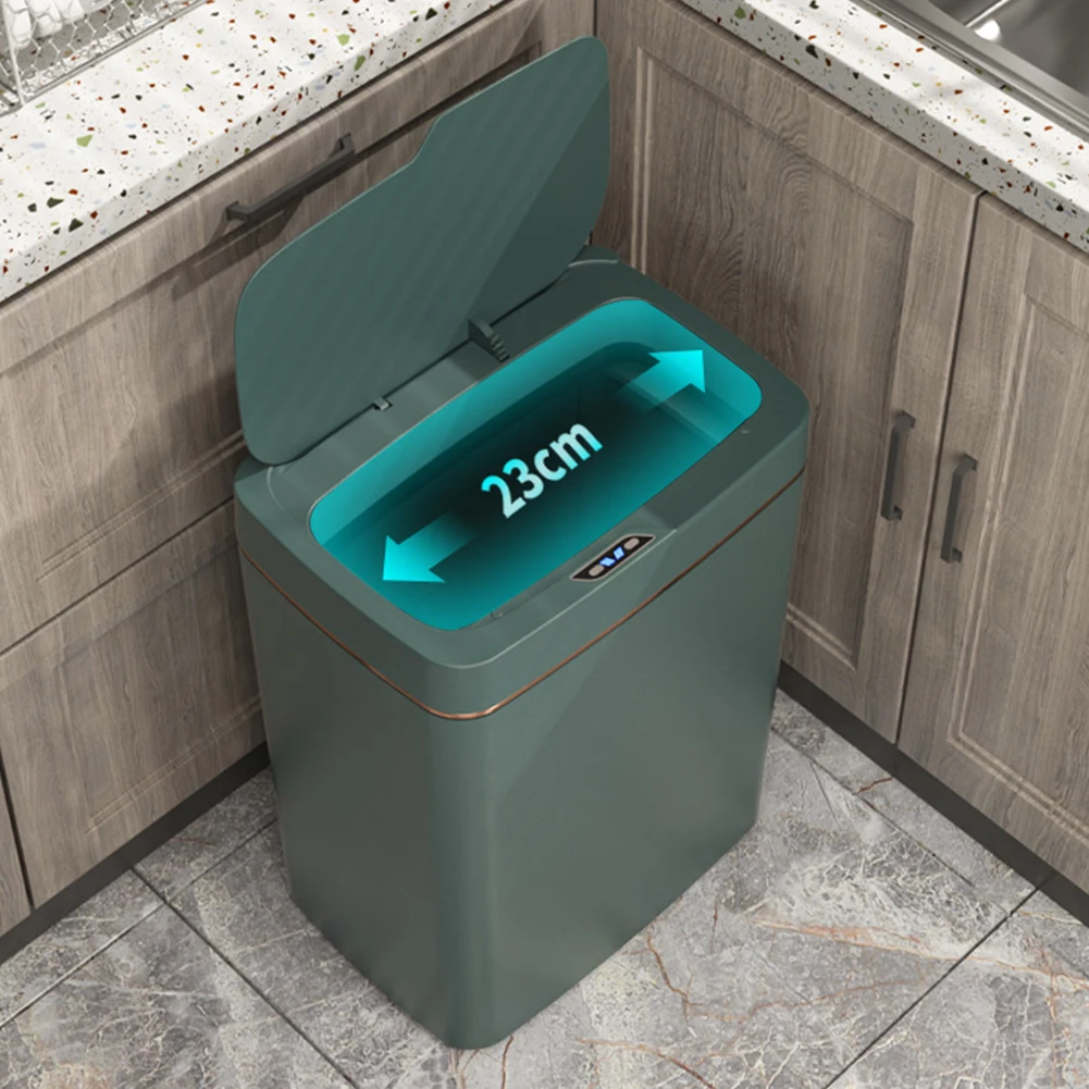 

15L/18L Smart Sensor Trash Can Automatic Kicking Green White Garbage Bin for Kitchen Bathroom Home Waterproof Electric Waste Bin