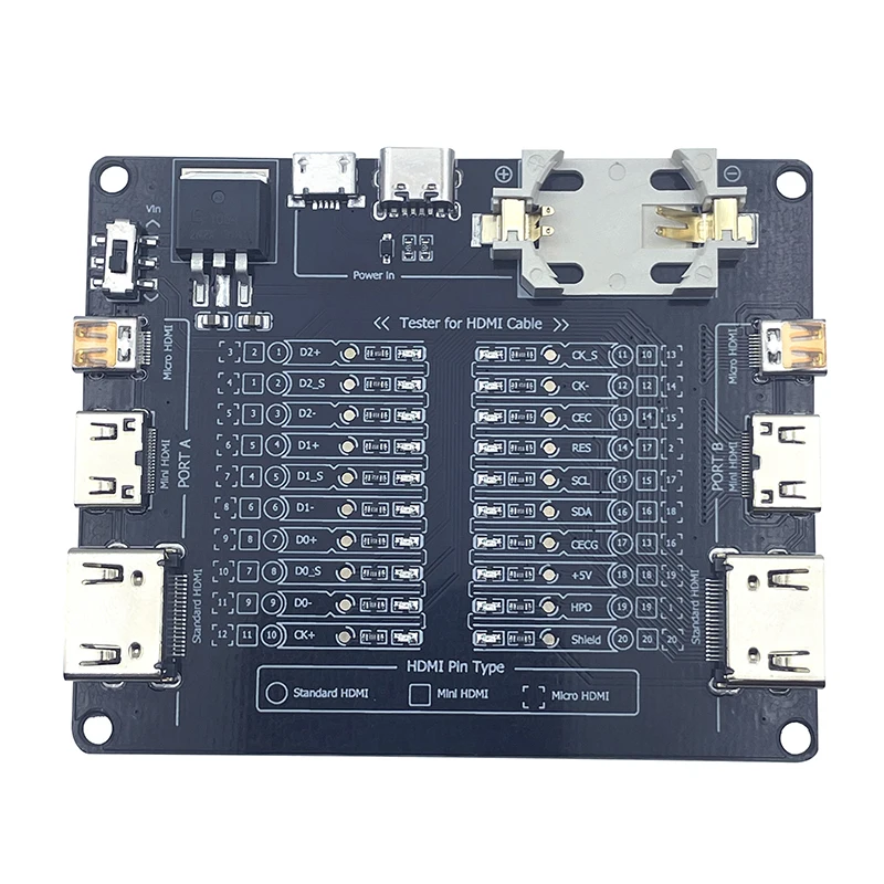 NEW HDMI Cable Test Board with LED Indicator for Standard Micro A-type B-type Detection Ground Short Circuit Disconnection Fault - view 3