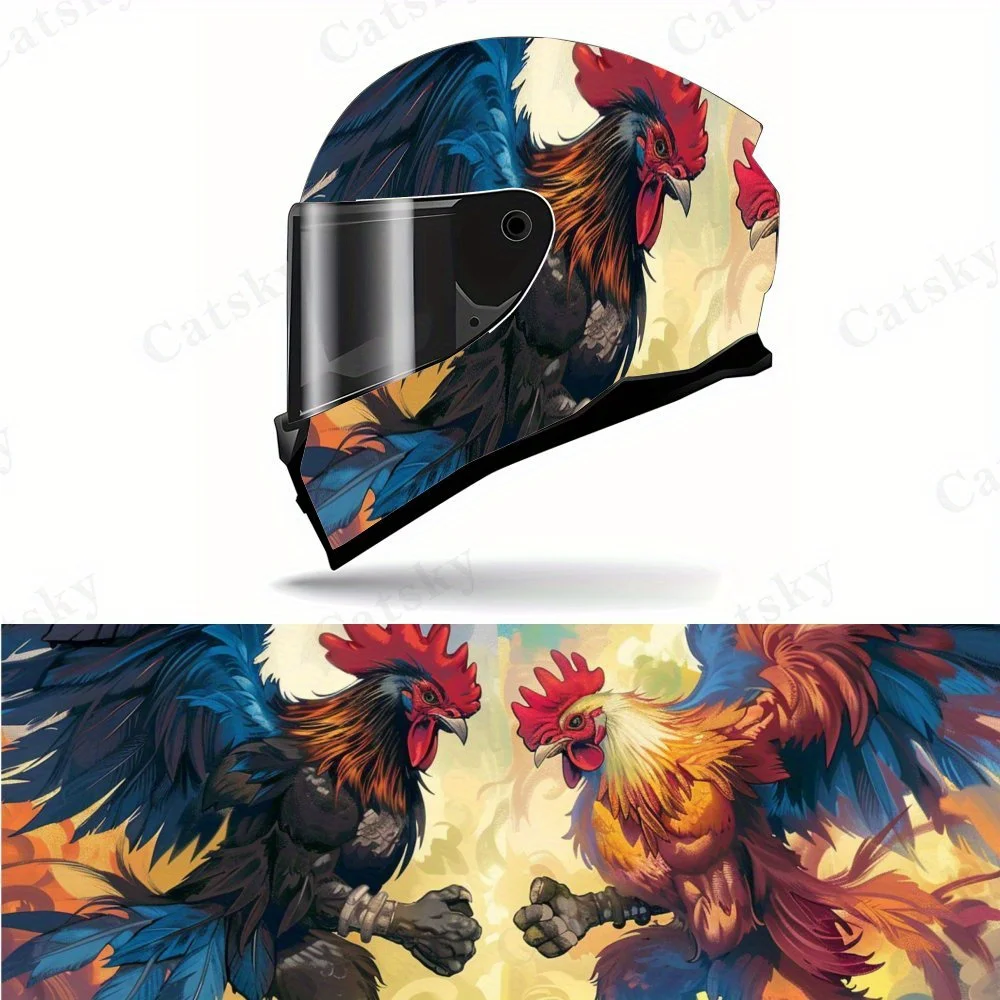 Envoltório de vinil para capacete de motocicleta, dois galo muscular batalha, pvc, adesivo à prova d'água autoadesivo, película decorativa antiarranhõ