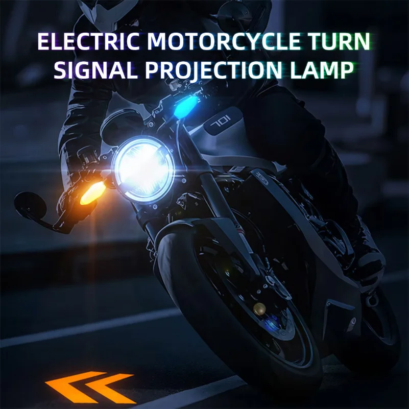 2PCS Universal Motorcycle LED Turn Signal Lamp Color Projection Lamp Sequential Flowing Flash Arrow Indicator LED Running Light