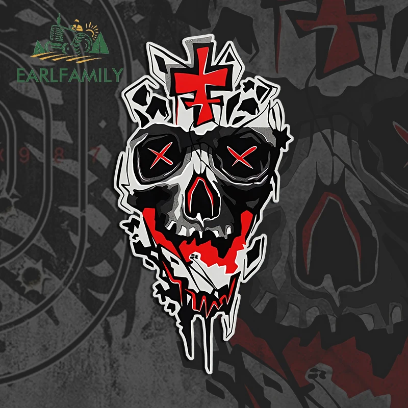 EARLFAMILY 13cm X 6.9cm for Death Skull Car Stickers Sunscreen Cartoon Decals Scratch-Proof Laptop Windshield Decor Car Goods