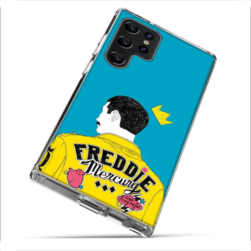 Rock Funky Freddie Mercury Queen Clear Phone Case For Samsung Galaxy S21 S20 S23 FE S24 S22 Ultra Capa S10 S9 S8 Plus S10E Cover