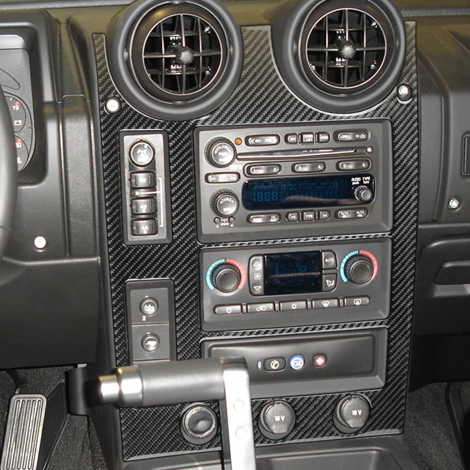 Middenconsole Radio Cd Bedieningspaneel Koolstofvezel Sticker Voor Hummer 2003-2007 Auto Interieur Decoratieve Accessoires