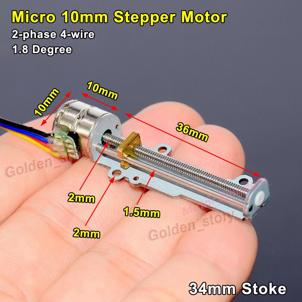 Mini actuador lineal de 34mm, 10mm, Micro 5V, 2 fases, de 4 cables Motor paso a paso de precisión, tornillo lineal largo, tuerca deslizante, impresora 3d xyz DIY