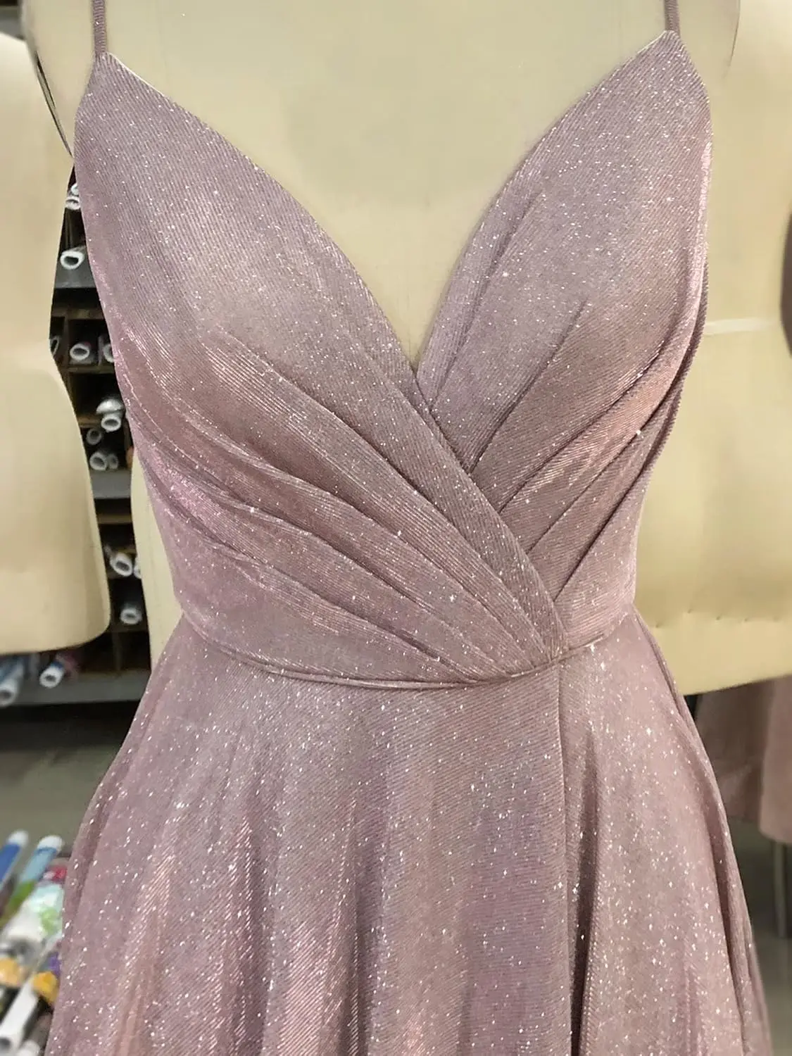 فستان حفلة موسيقية طويل أنيق على شكل حرف A ورقبة على شكل حرف V فستان سهرة رسمي مع جيوب وفتحة جانبية للحفلات اللامعة للنساء #6