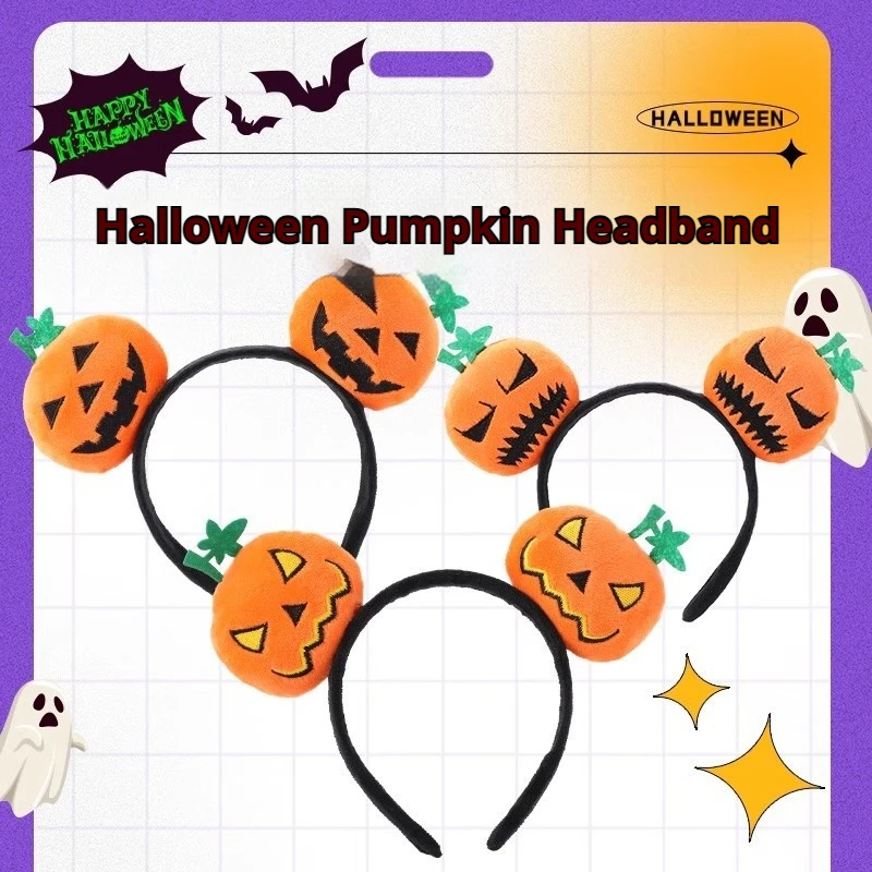 Halloween Plush Headdress Headband with Pumpkin Demon Cute and Funny Cosplay Accessories Stage Performance Halloween Gifts