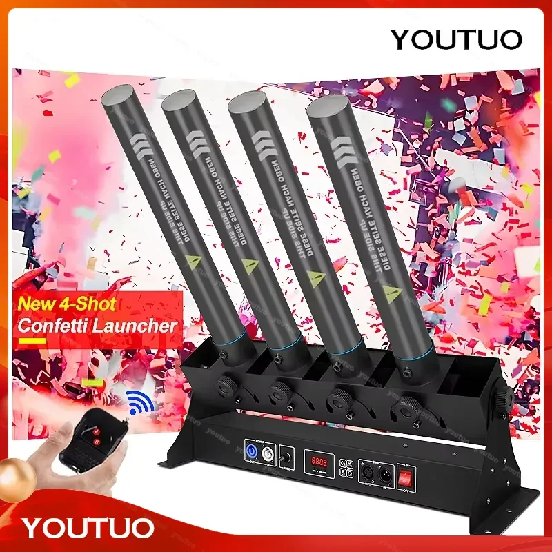 for SHTX Four Head Electronic Confetti Launcher Dmx Gender Reveal Dj Bar Party Props 4 Tube Confetti Powder Cannon Machine