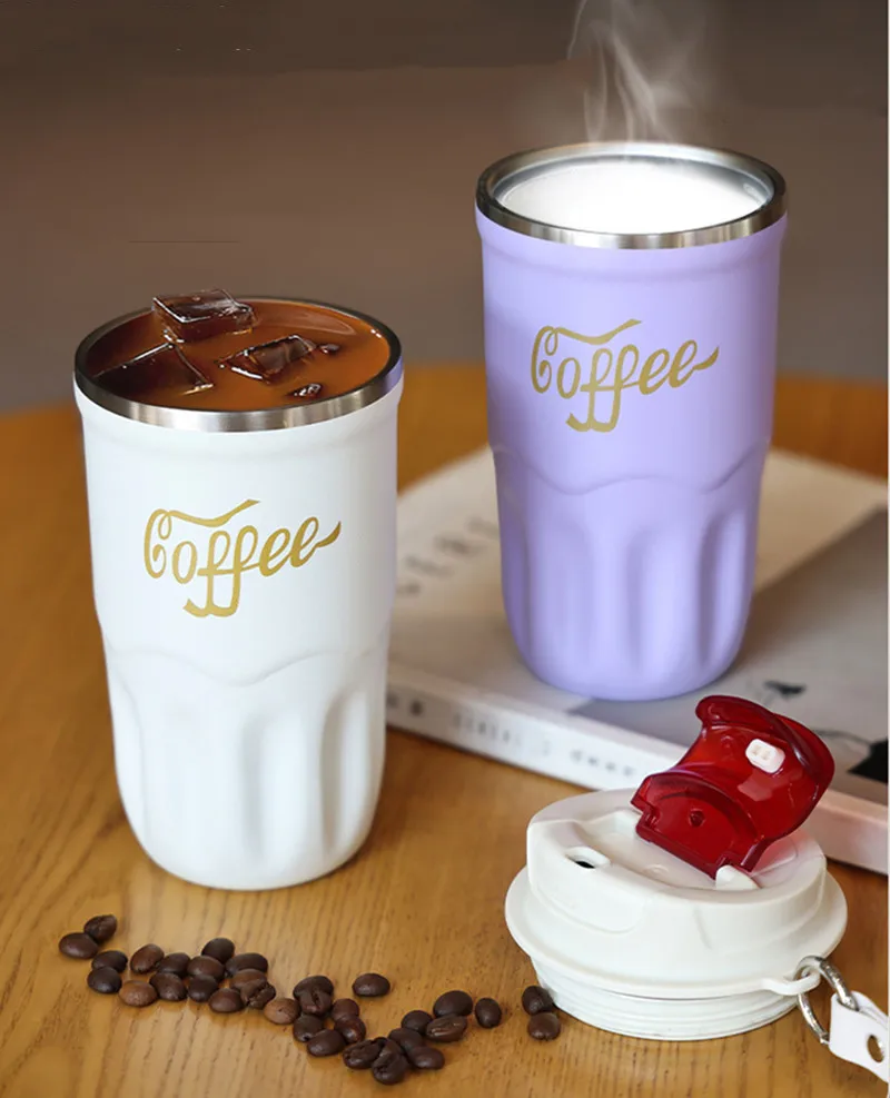 New Fashion 380ml/510ml Stainless Steel 316 Coffee Mug With Rope Portable Car Thermos Mug Vacuum Flask Travel Tumbler