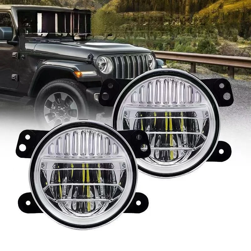 

4 Inch LED Fog Light Black 4000 Lumens Lamps for Jeep JK Wrangler 2007-2017 J343 LantSun