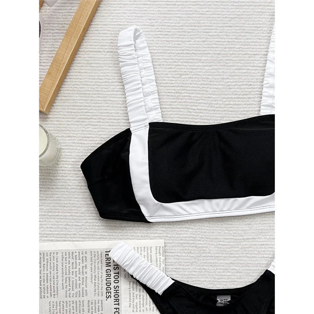 2026 Neuer Splicing High-Cut-Bikini, Damen-Badeanzug, zweiteiliger Bikini-Set mit Polsterung, Badebekleidung, Badeanzug, Schwimmanzug V7870 – Detail 6
