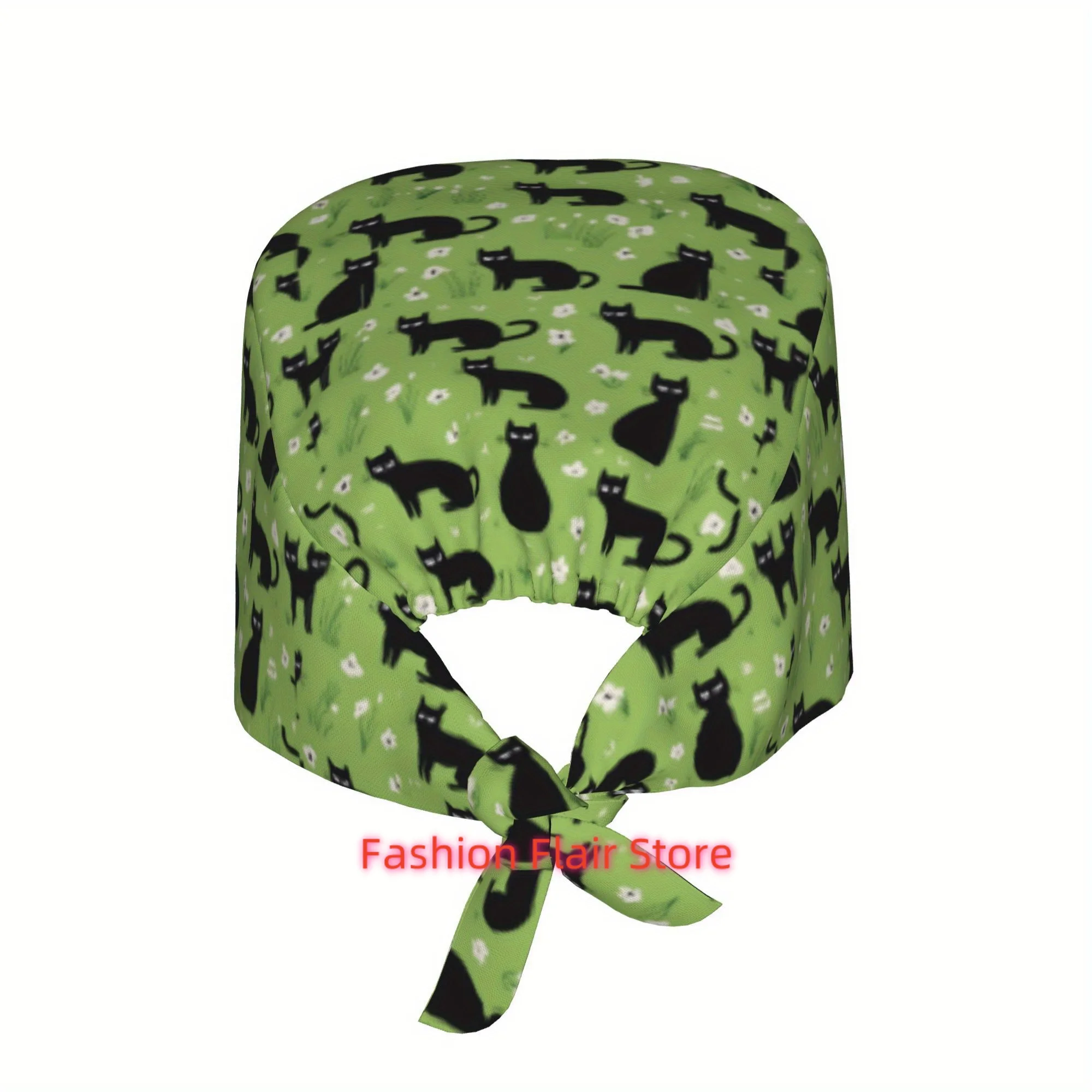 1pc Unisex Fashionable Printed Work Cap - Lightweight Adjustable Skull Cap with Tie-Back, Suitable for Nurses, Dustproof Chef An
