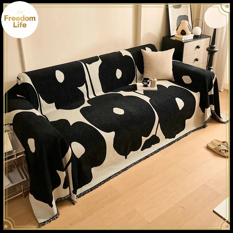Chenille Sofa Covers for Living Room French Style Home Decoration Sofa Couch Cover Tassel Edge L Shape Sofa Cover Capa De Sofa