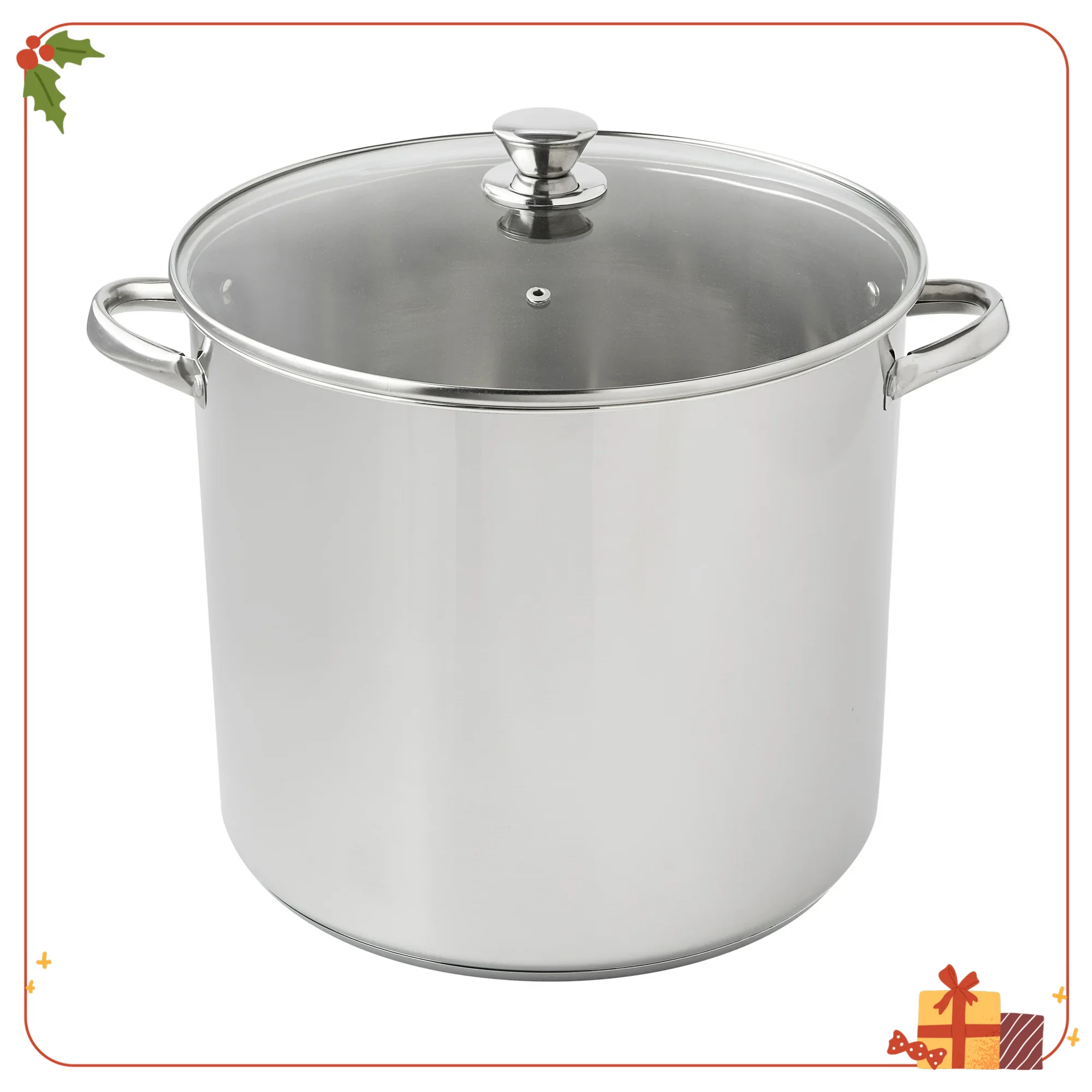 

20-QT Stainless Steel Stock Pot with Glass Lid, Multi-Use for Soups, Pasta, Stews & Canning, Dishwasher Safe
