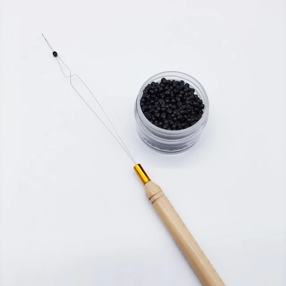 Wholesale 10pcs Pulling Nano Loop Threader Beading Loader with Wooden Handle for Nano Micro Rings Extension Hair