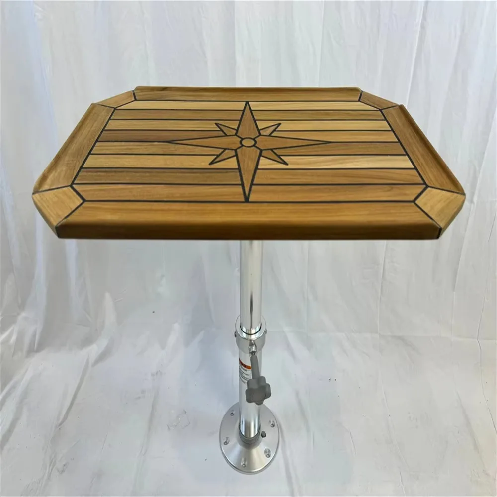 Rectangle teak tabletop star pattern 375x600mm straight edge popular marine accessories for yacht yards