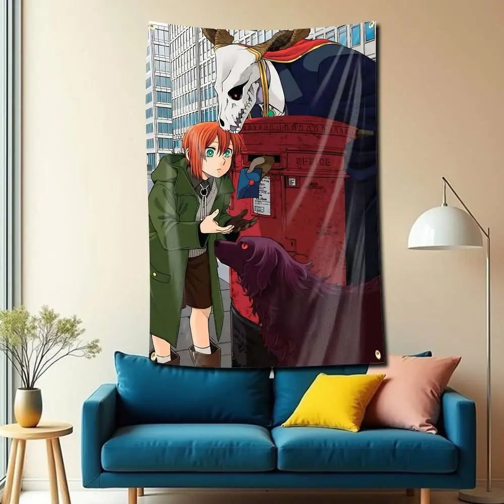 Ancient M-Magus Bride C-Chise Flag Tapestry Banner for Bedroom Living Room Outdoor Camping Custom Supported