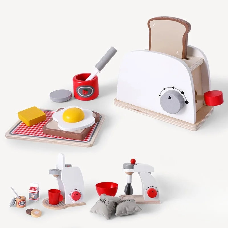 子供木製キッチンごっこ遊びおもちゃシミュレーション木製コーヒーマシントースターマシン食品ミキサー早期学習知育玩具