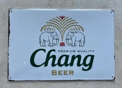 CHANG BEER METAL SIGN MAN CAVE PUB BAR THAILAND LAGER 20 x 30cm-tin sign