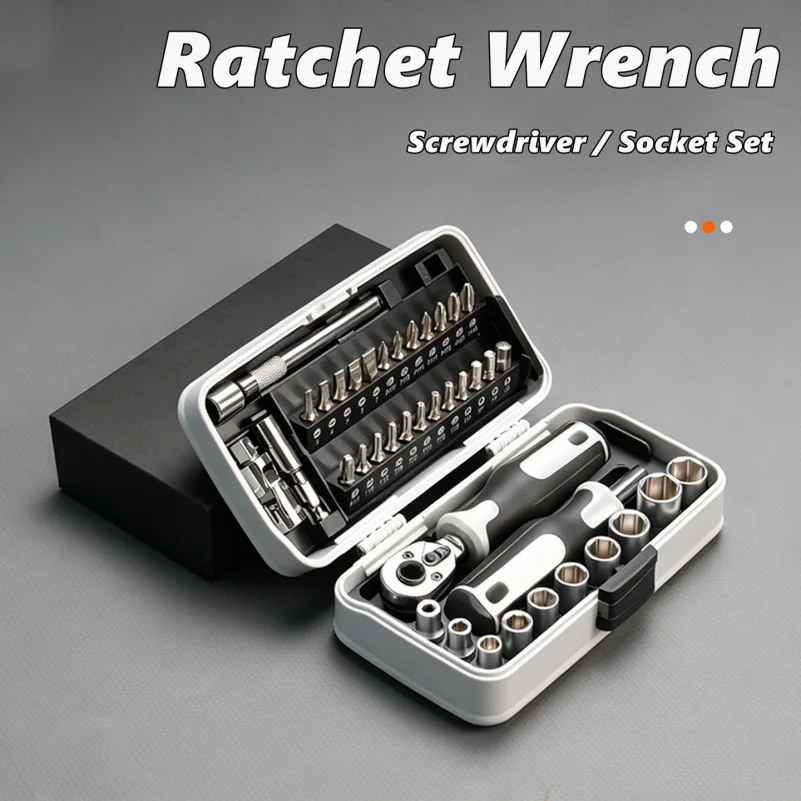 Ratcheting Screwdriver Set, Pocket Size, Versatile Ratchet Handle for Mechanics, DIY, Bicycle, Car, Electronics Maintenance