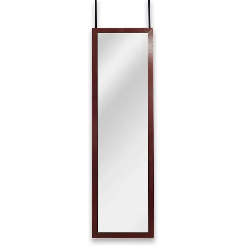 Full Length Adjustable Over The Door Mirror White Wood Finish Hanging Instant Install Long Body  14