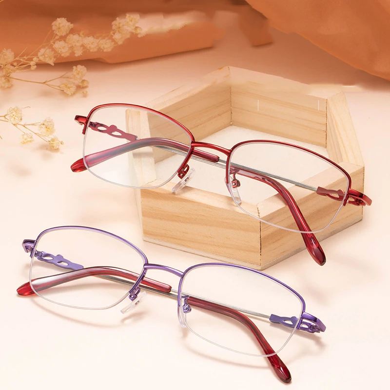 

New Fashion Metal Memory Titanium Alloy Reading Glasses Anti-blue Half-frame High-definition Reading Glasses