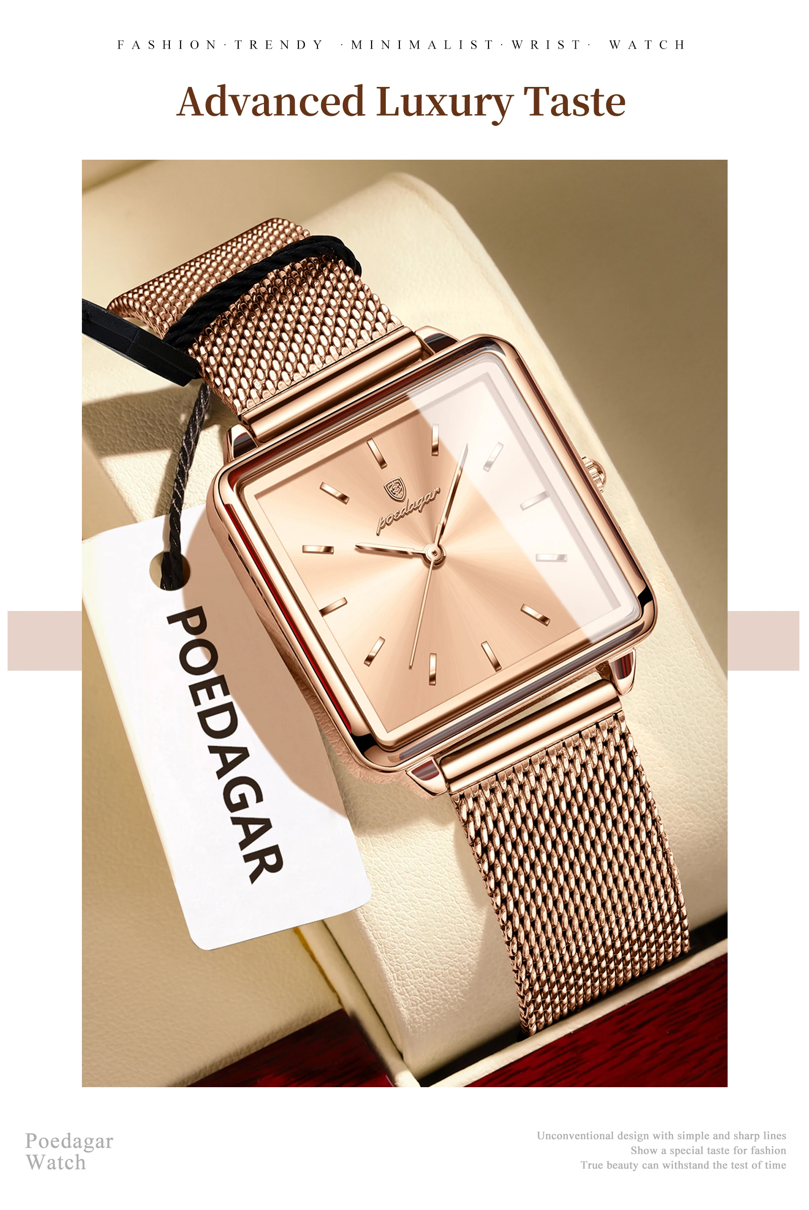 POEDAGAR Platz Mode Damen Uhr Wasserdichte Edelstahl Mesh Uhr Für Frau Elegante frauen Quarz Uhren Weibliche Reloj – Detail 12