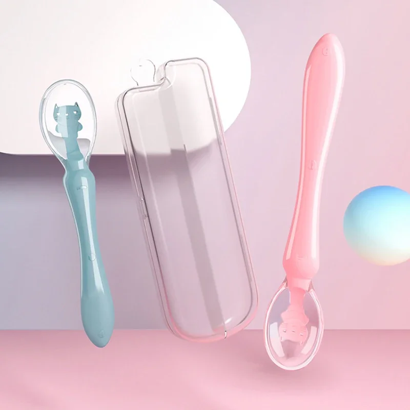 Cuillères d'alimentation en silicone souple pour bébés, cuillère d'entraînement, mangeoire, apprendre à manger de l'eau potable pour les tout-petits, ustensiles de couverts pour enfants