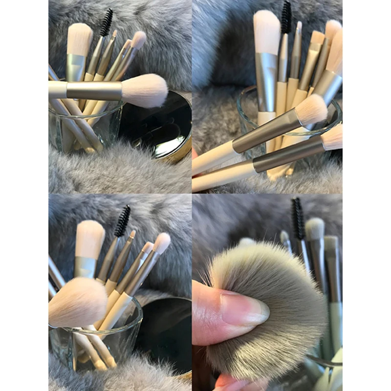 Ensemble de pinceaux de maquillage souples portables, mini brosses de voyage, ombre à barrage, fond de teint, poudre, cils, correcteur Jules, 8 pièces