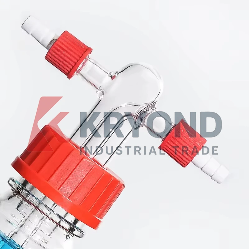 High Borosilicate Spiral Mouth Gas Washing Cylinder GL45 Gas Washing Buffer Sealed Safety Bottle 100/250/500ml Original Product