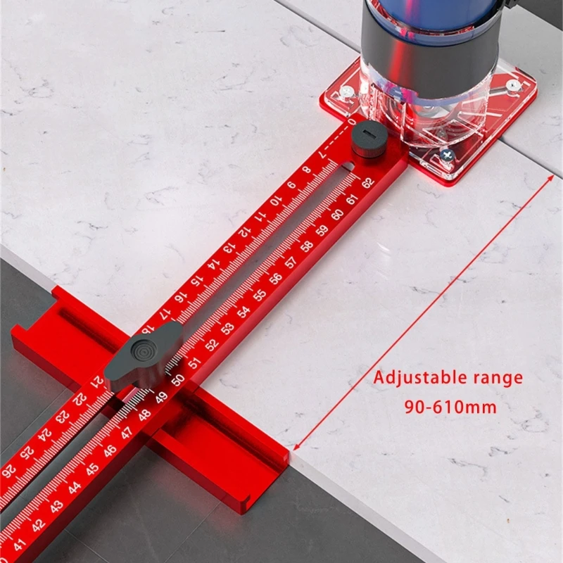 Soporte de ranuras para fresado enrutador, plantillas de perforación de agujeros para cajones, Base de máquina de recorte de aluminio, localizadores de ranuras circulares