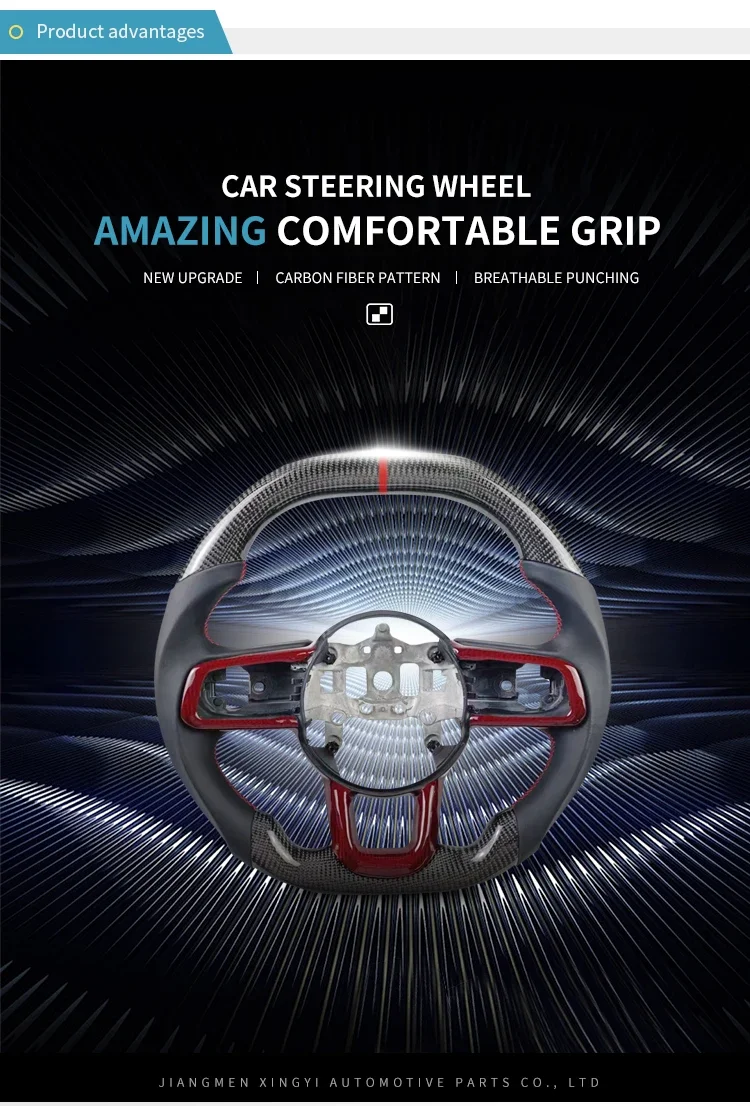 For Ford Ranger Wildtrak Everest D-Shape Steering Wheel Sports Style Leather and Real Carbon Fiber Material