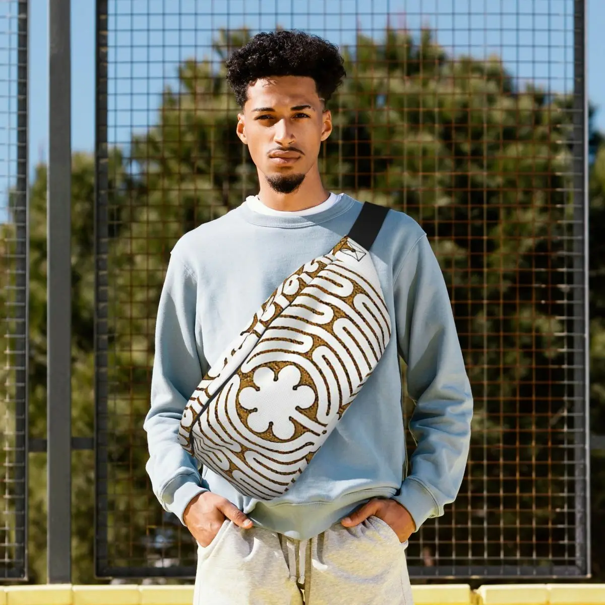 

Сумка-бананка через плечо с символом лабиринта Шартер, металлическая, золотая, в античном стиле, для мужчин и женщин, регулируемая поясная сумка для денег и телефона