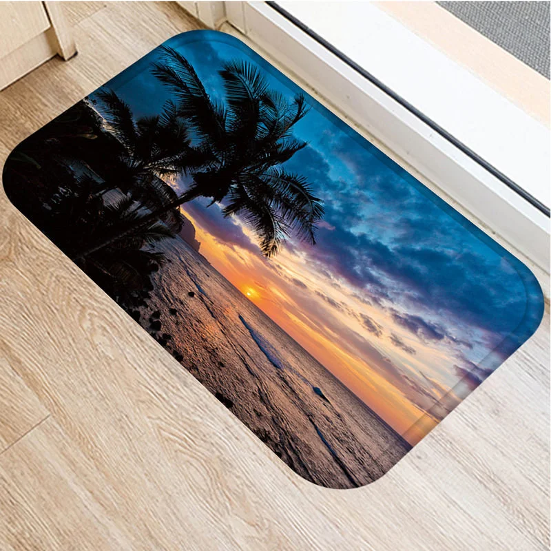 Beach Landscape Pattern Fashion Printing Kitchen Floor Mat and Bedroom Carpet Beautiful Furniture Accessories  