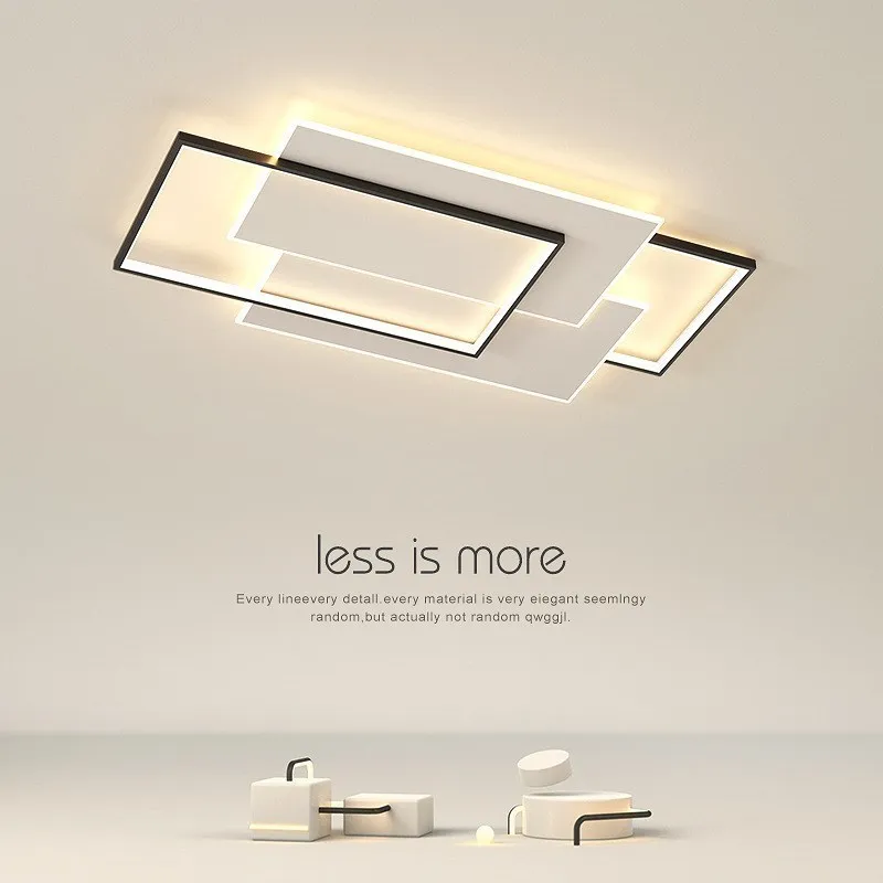 Ultra Thin LED Square Ceiling Light Lustre Lamps Remote Control Fixture Balcony Living Room White Black Home Decor Luminaria