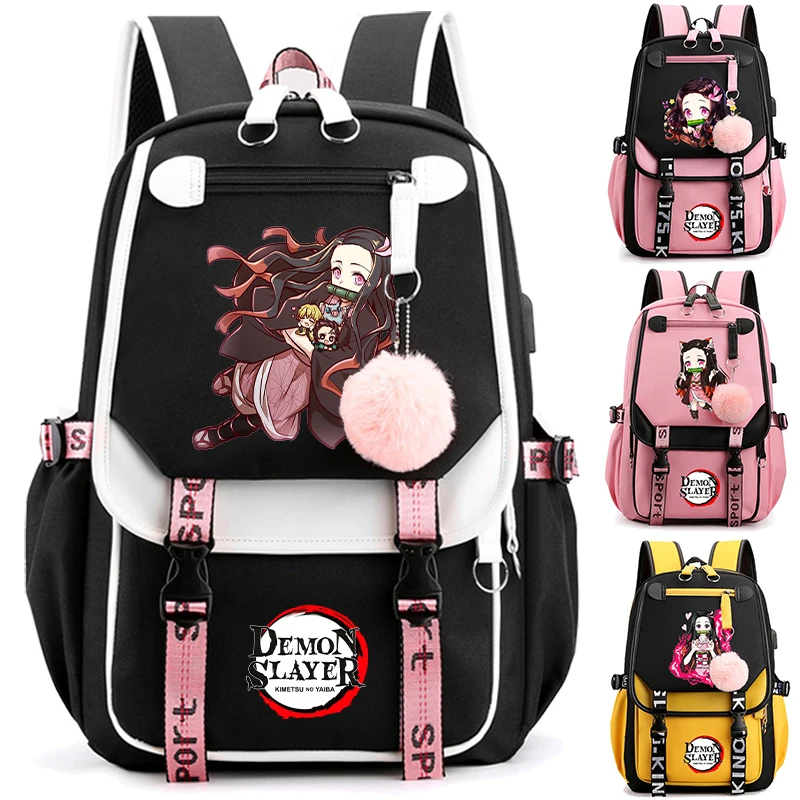 Demon Slayer Backpack Girl Boy School Bag for Teen Back To School Anime Backpack Cartoon Women Leisure Laptop Rucksack Mochila