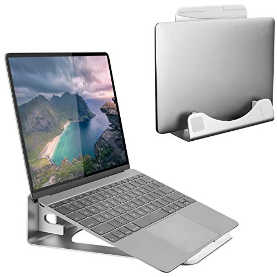 

Vertical Laptop Stand for Desk 2-in-1 Aluminum Laptop Holder Angled Riser for 1115 Inch Laptops Space-Saving Laptop Dock for Ex
