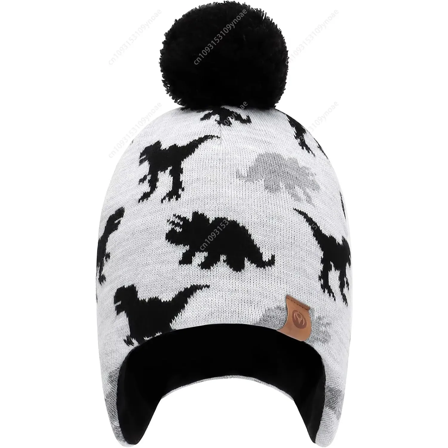 Dinosaur Beanie Hat Pom Kint Hats Cozy Lining Winter Skull Cap Man Women Outdoor Activies Knitted Caps Fashion Cute