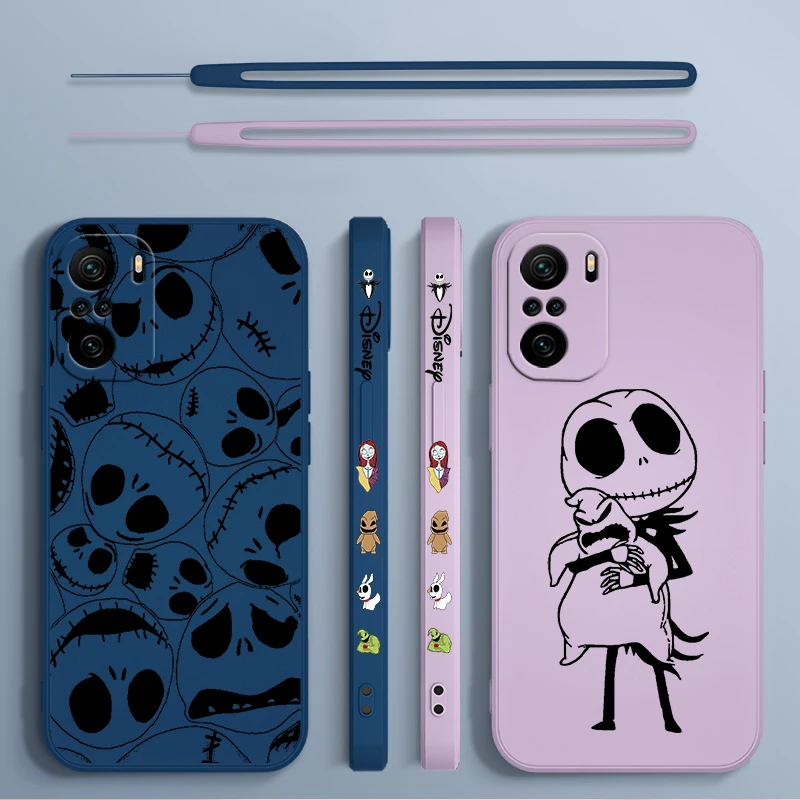 The Nightmare Before Christmas For Xiaomi Redmi Note 13 12 12Pro 11 11S 11T 10S 10 Pro Plus 5G Liquid Left Rope Phone Case