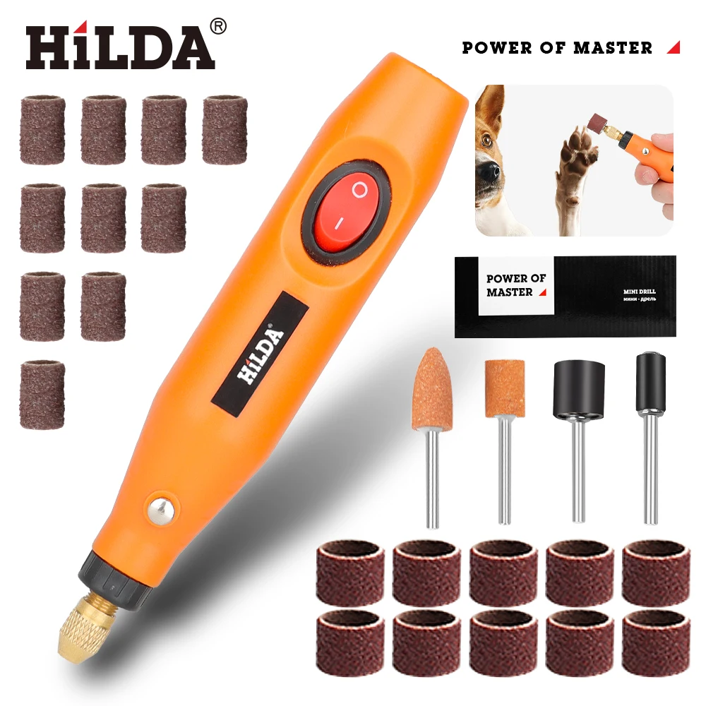 HILDA 12V Mini Drill Rotary Tool Engraving Pen With Grinding Accessories Set Multifunction Mini Engraving Pen