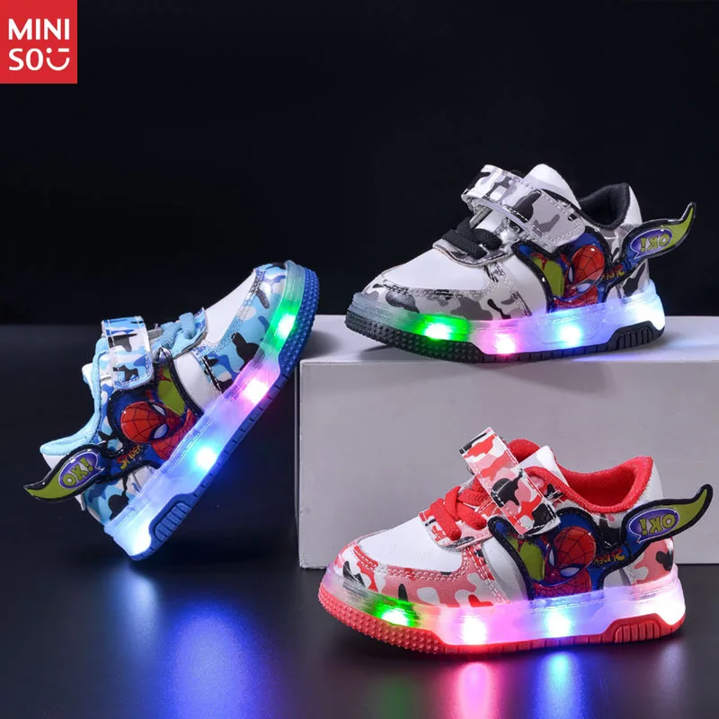

Miniso Boys LED Light Up Casual Sneakers, Cartoon Flash Sports Shoes for Toddlers and Kids Fashion