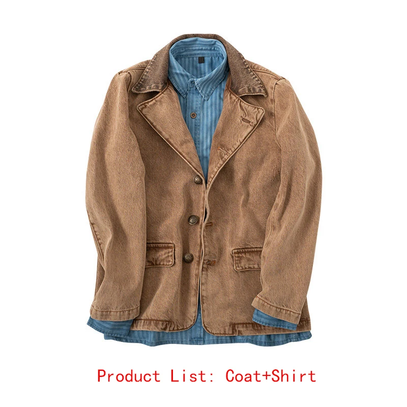 TV Arthur Morgan cosplay set heren western-stijl denim cosplay kostuum bruine jas blauw shirt fantasie verkleedcadeau