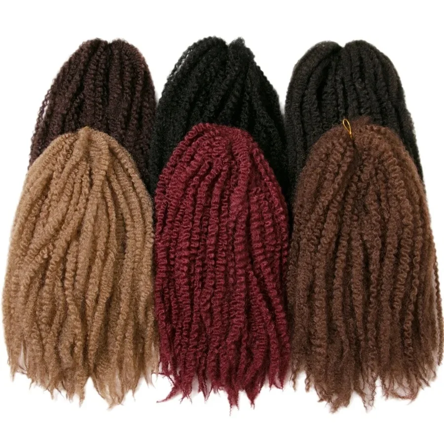 

18 Inch Long Cuban Twist Hair Synthetic Afro Kinky Curly Marley Twist Crochet Braiding Hair Extensions