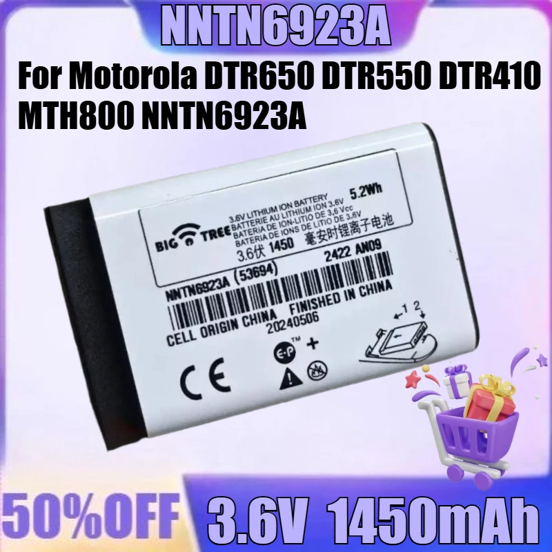 

New NNTN6923A 3.6V 1450mAh High Quality Battery for Motorola DTR650 DTR550 DTR410 MTH800 NNTN6923A Walkie-talkie Battery